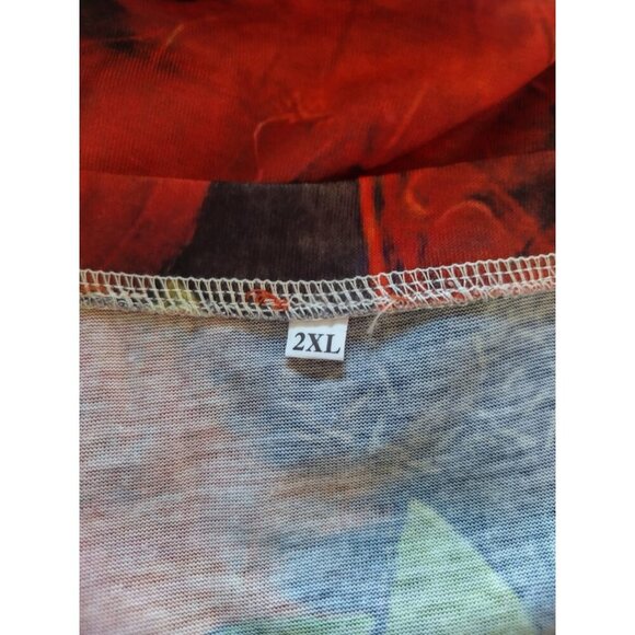 A-line short sleeve tunic blouse with colorful abstract print, size 2XL. NWT. - Picture 3 of 6